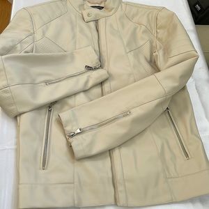 International Concepts faux leather jacket, color white, size small